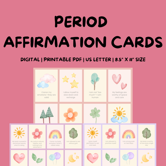 Period Affirmation Cards for Girls | First Period Self-Love Support (PDF Download) (Digital Download)